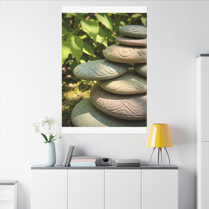 River Stones Summer Canvas Art | Japandi Earthy Design