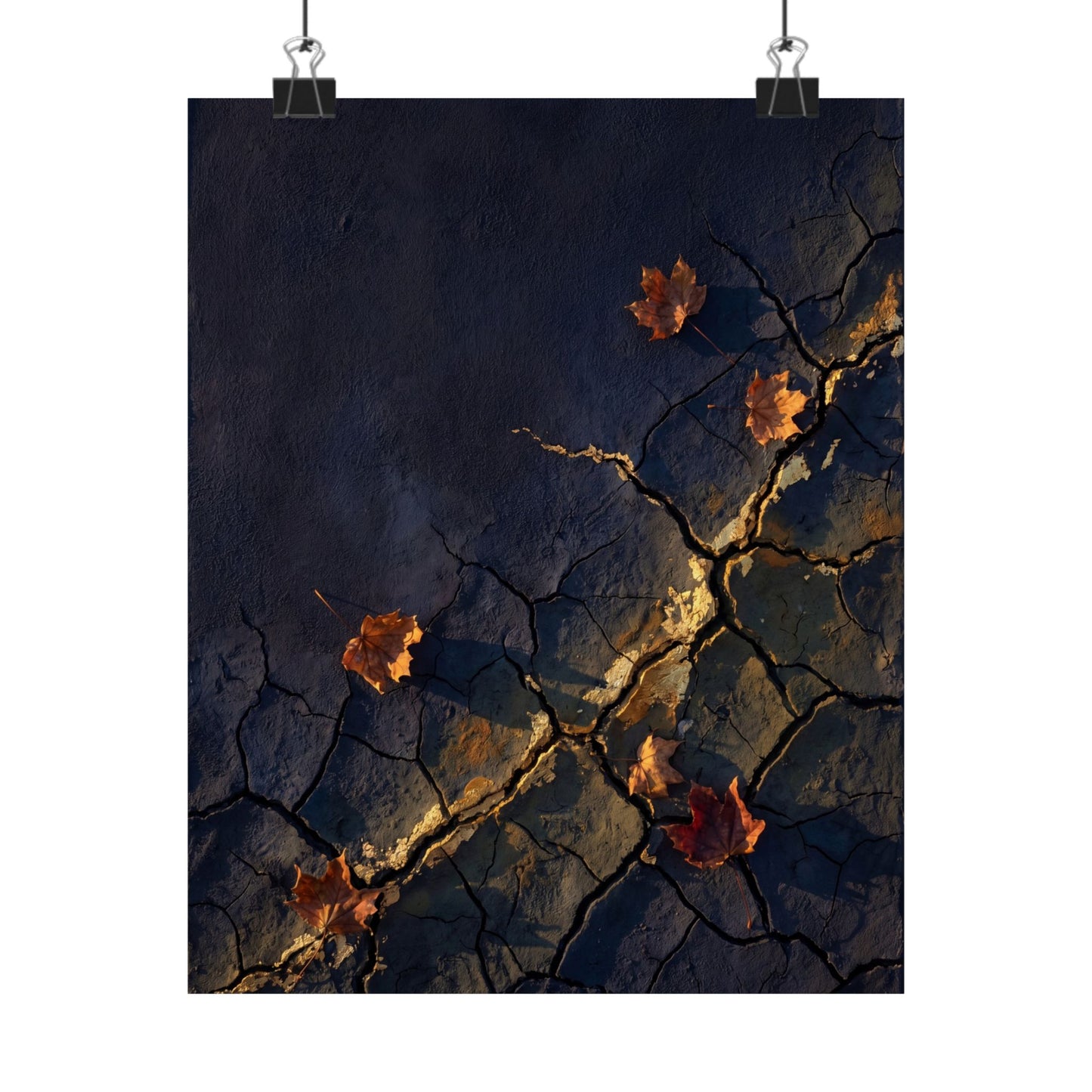 Golden Hour Cracked Earth Wall Art Print - Dark Japandi Seijaku Art Print
