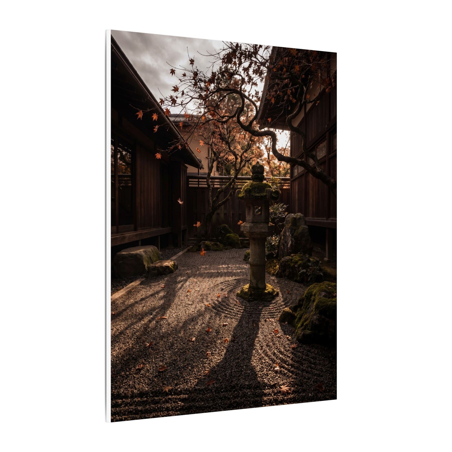 Seijaku Stone Lantern Canvas Art - Dark Japandi Shadow Zen