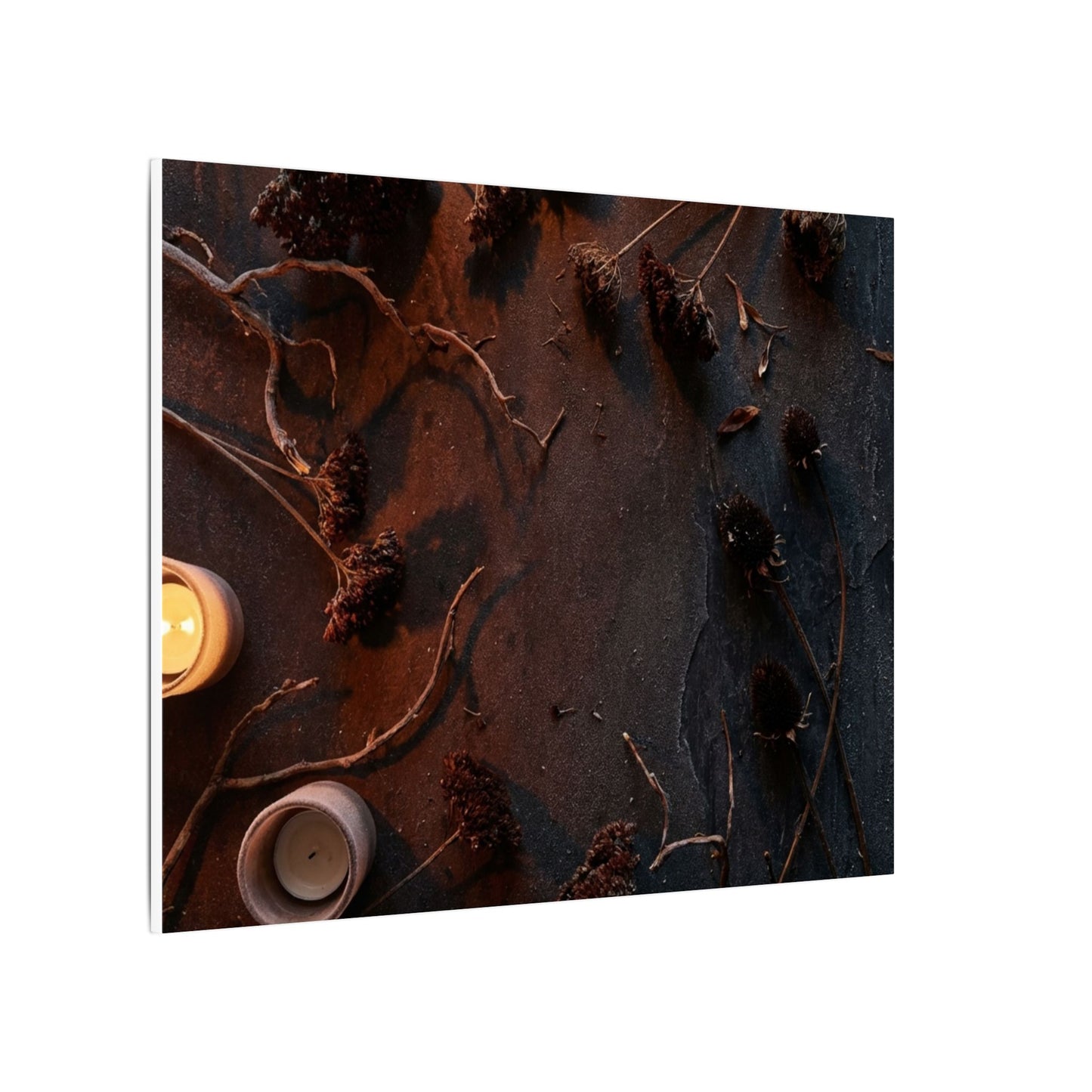 Dried Flowers Canvas Art | Winter Dark Japandi Moody Minimal Art