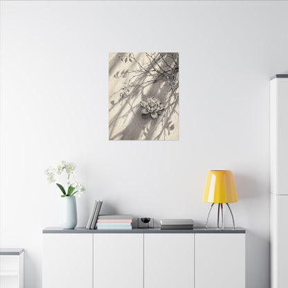Winter Lotus Flower Sumi E Canvas Art | Contemplative Decor