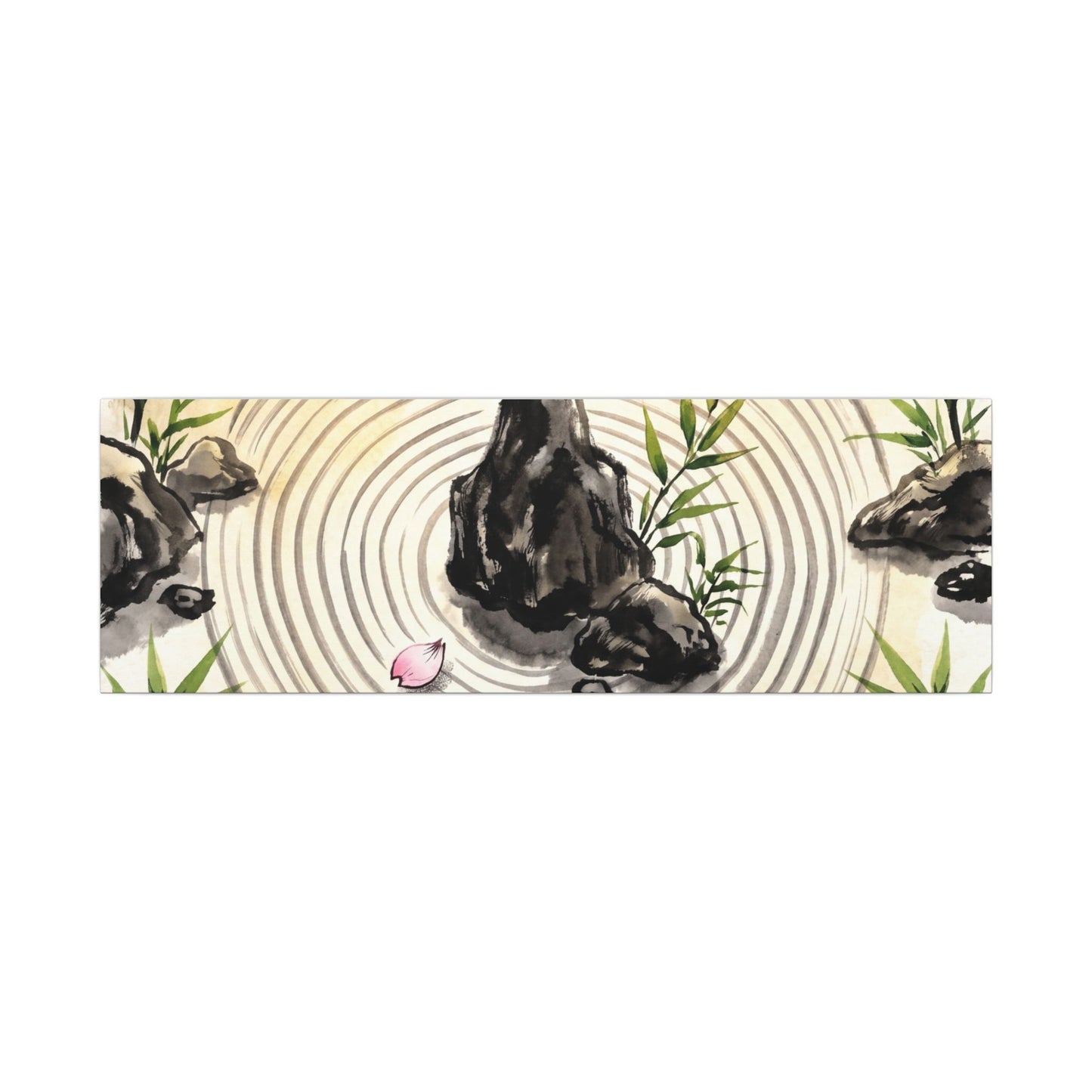 Zen Rock Garden in Golden Hour | Sumi E Canvas Art