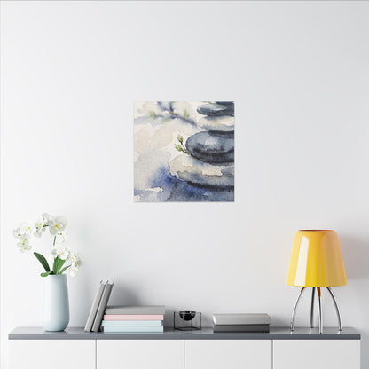 River Stones Watercolor Canvas Art | Cozy Japandi Art