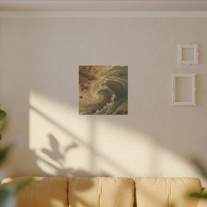 Japandi Ocean Wave in Candlelight | Japanese Pattern Canvas Art