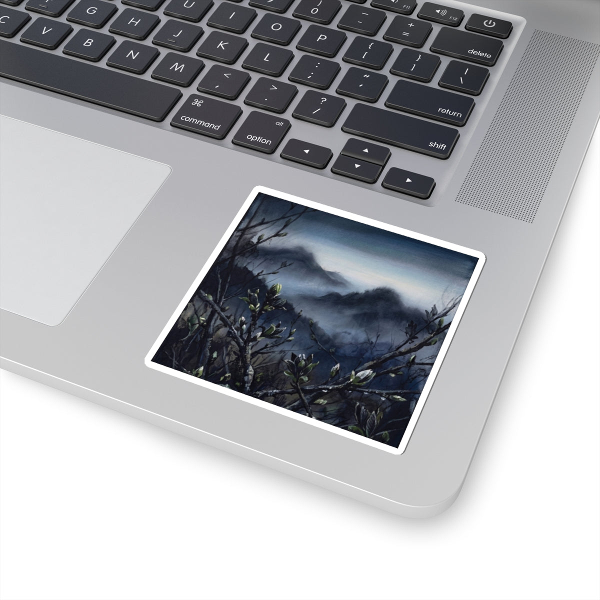 Shibui Mountain Mist Sticker - Dark Japandi Dark Texture Art Print