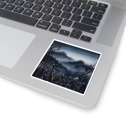 Shibui Mountain Mist Sticker - Dark Japandi Dark Texture Art Print