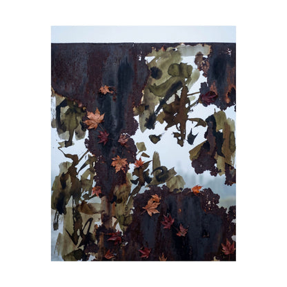 Sophisticated Rust Patina Wall Art Print - Charcoal Ink Dark Japandi