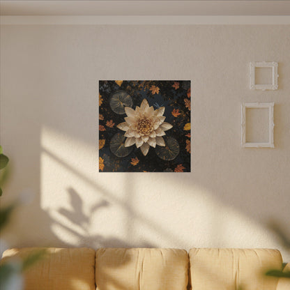 Kintsugi Lotus Flower in Dappled | Gold Repair Canvas Art