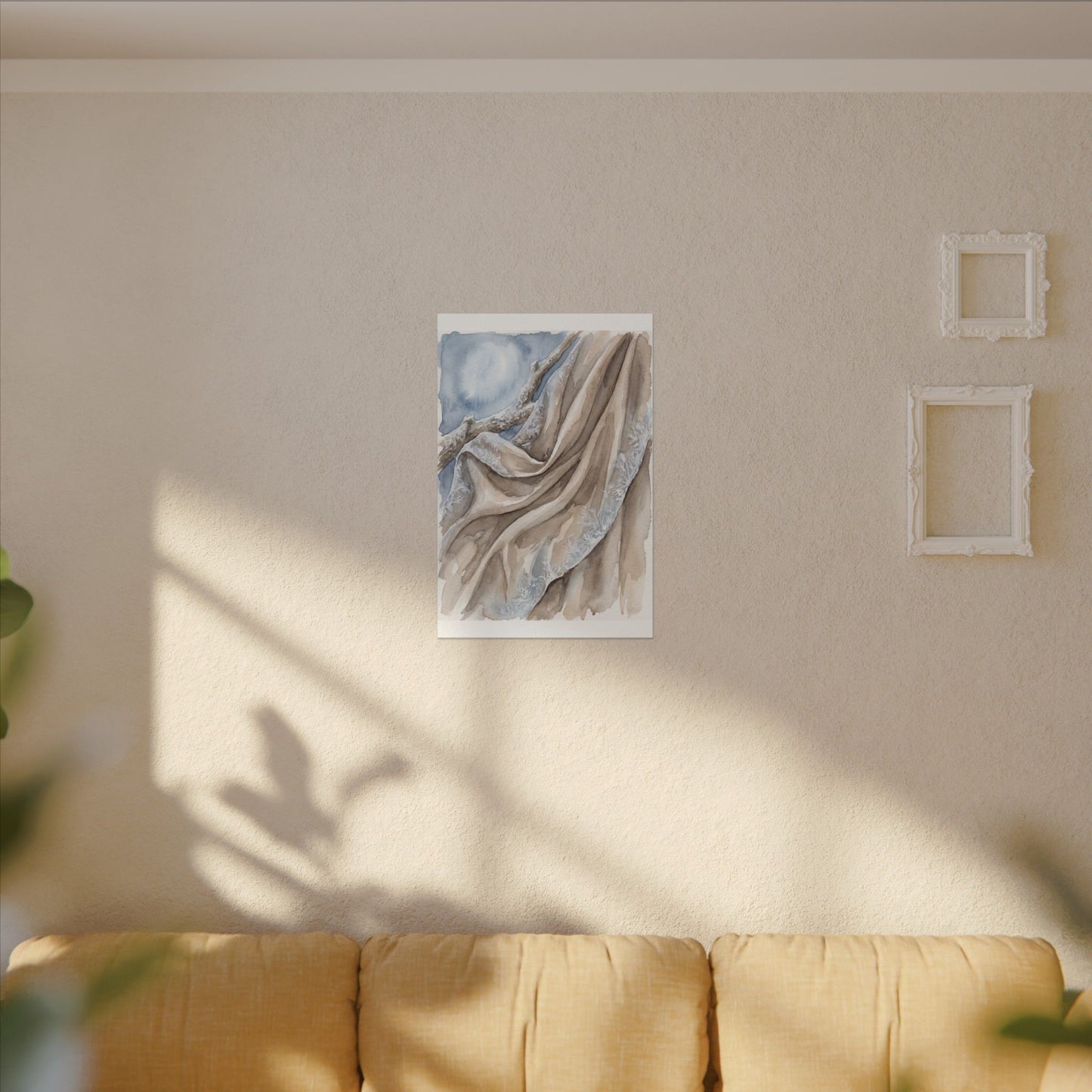 Silk Drape Winter Canvas Art | Japandi Cozy Design
