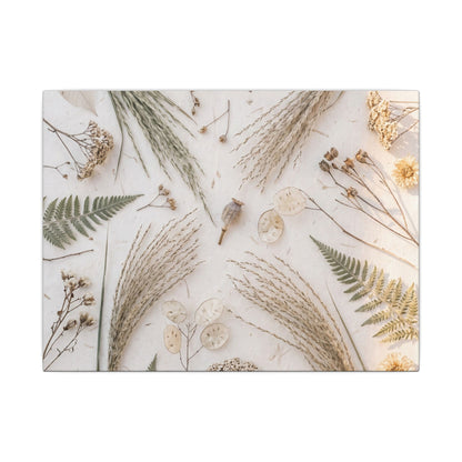 Elegant Dried Flowers Canvas Art - Japanese Pattern Japandi