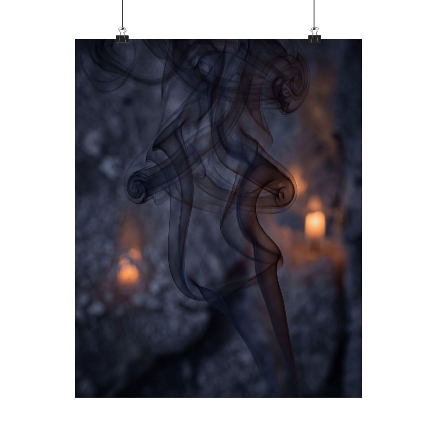 Bold Incense Smoke Wall Art Print - Shadow Zen Dark Japandi