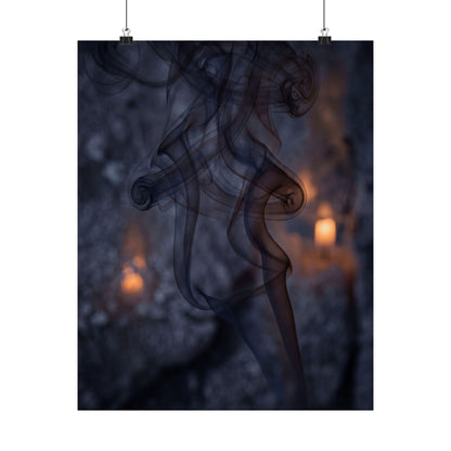 Bold Incense Smoke Wall Art Print - Shadow Zen Dark Japandi