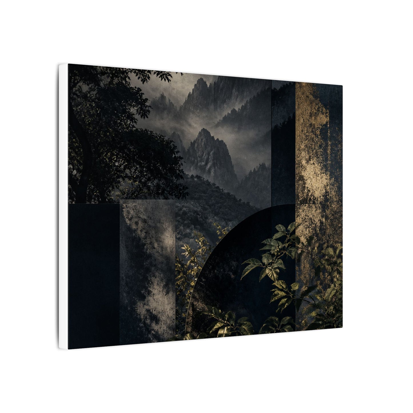 Mountain Mist Summer Canvas Art | Dark Japandi Atmospheric Design