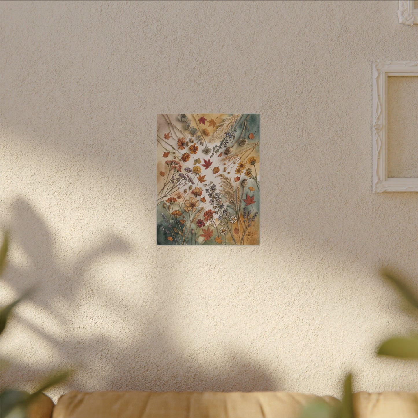 Dried Flowers Canvas Art | Autumn Japandi Watercolor Art