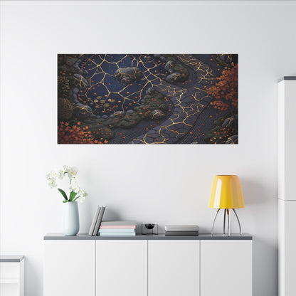 Moonlit Garden Gold Vein Canvas Art | Resilient Kintsugi Art