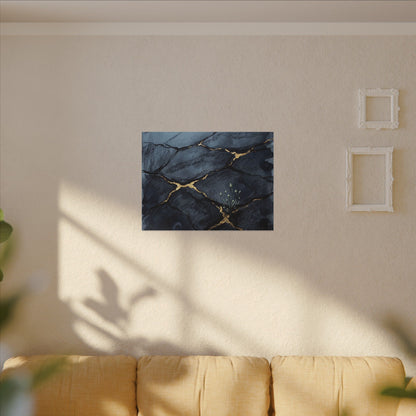 Mono No Aware Cracked Earth Canvas Art - Dark Japandi Charcoal Ink