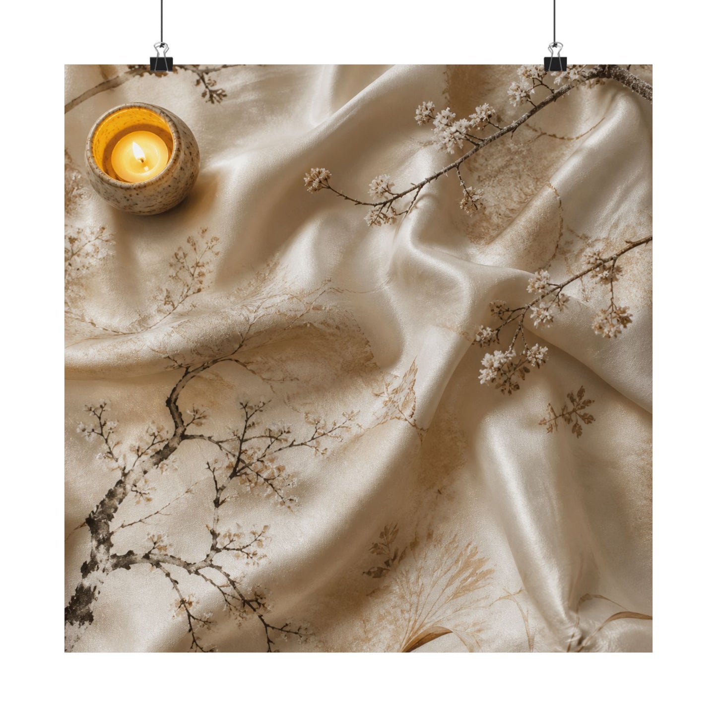 Warm Silk Drape Wall Art Print - Japanese Pattern Japandi