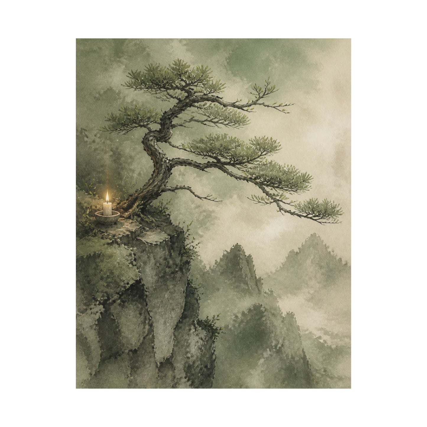 Spring Pine Tree Watercolor Wall Art Print | Cozy Decor