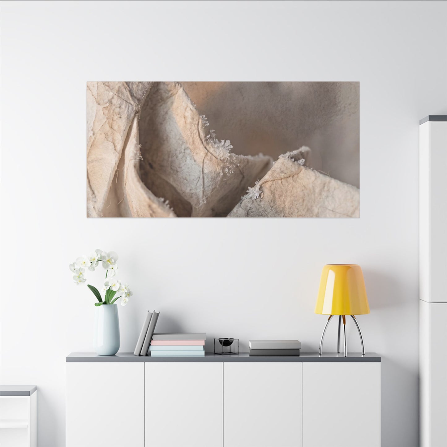 Japandi Paper Fold in Candlelight | Watercolor Canvas Art