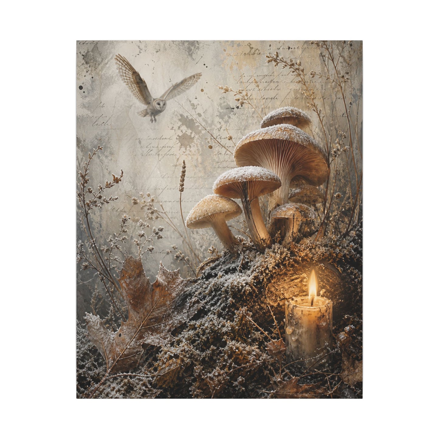 Wild Mushrooms Texture Canvas Art | Elegant Japandi Art