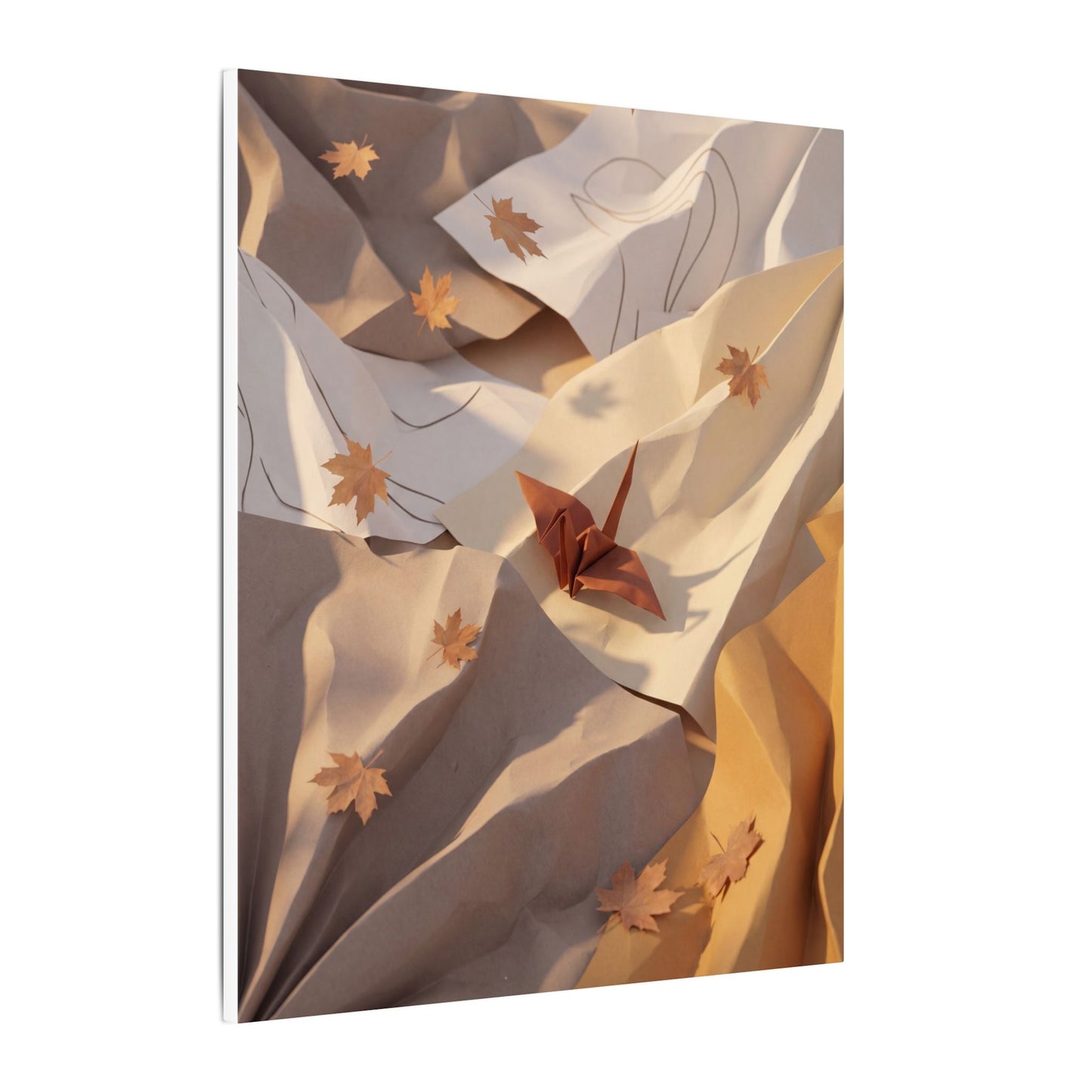 Autumn Paper Fold Minimal Line Canvas Art | Cozy Decor