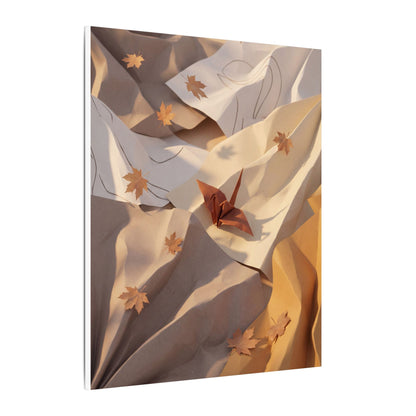 Autumn Paper Fold Minimal Line Canvas Art | Cozy Decor
