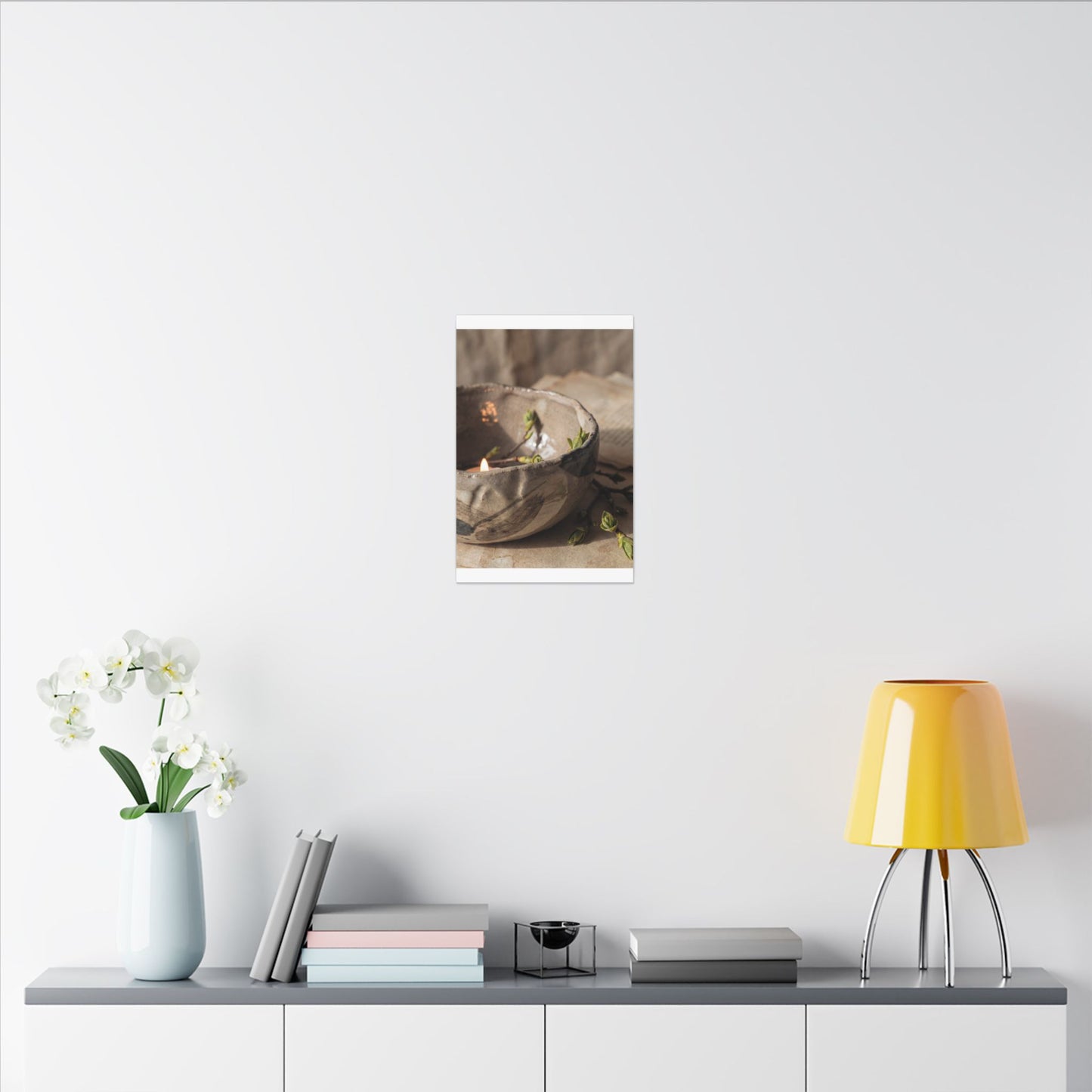 Candlelight Ceramic Bowl Canvas Art - Japandi Ma