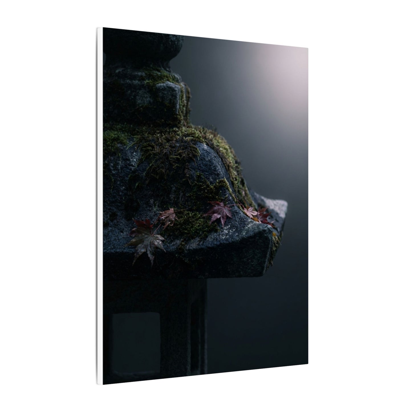 Stone Lantern Moody Minimal Canvas Art | Sophisticated Dark Japandi Art