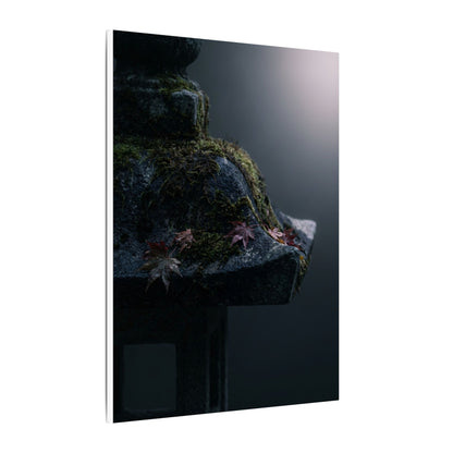 Stone Lantern Moody Minimal Canvas Art | Sophisticated Dark Japandi Art