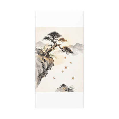 Peaceful Pine Tree Canvas Art - Sumi E Zen