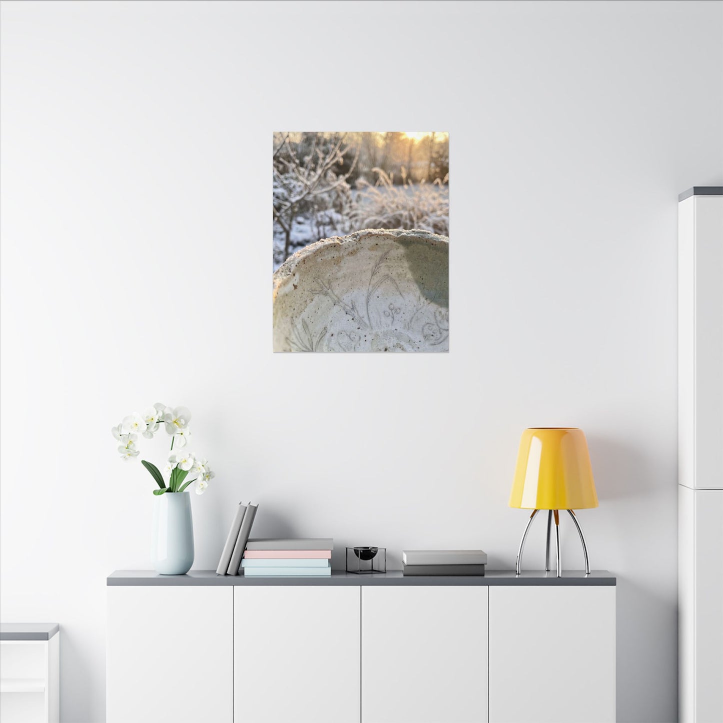 Ceramic Bowl Canvas Art | Winter Japandi Minimal Line Art