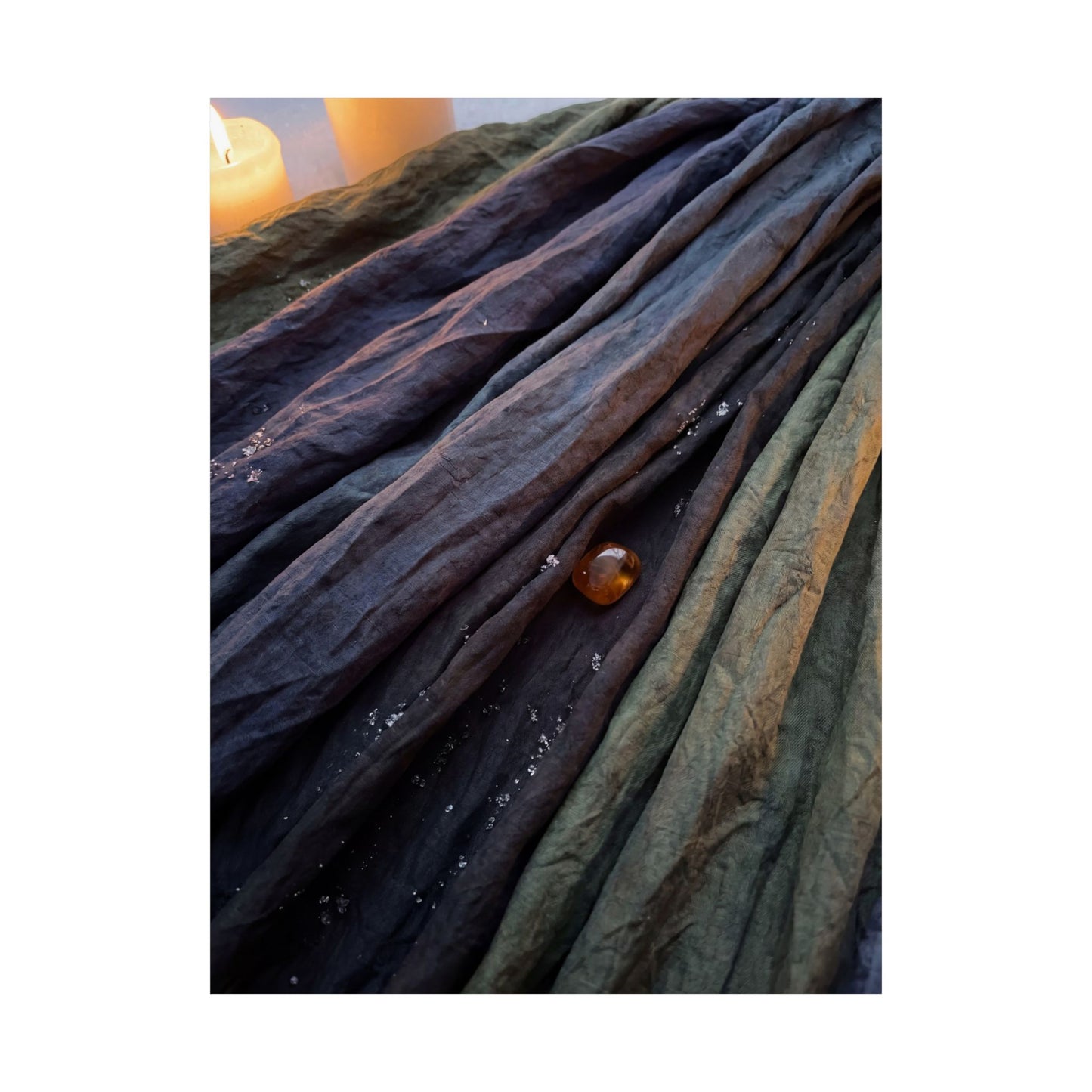 Dark Japandi Silk Drape in Candlelight | Shadow Zen Wall Art Print