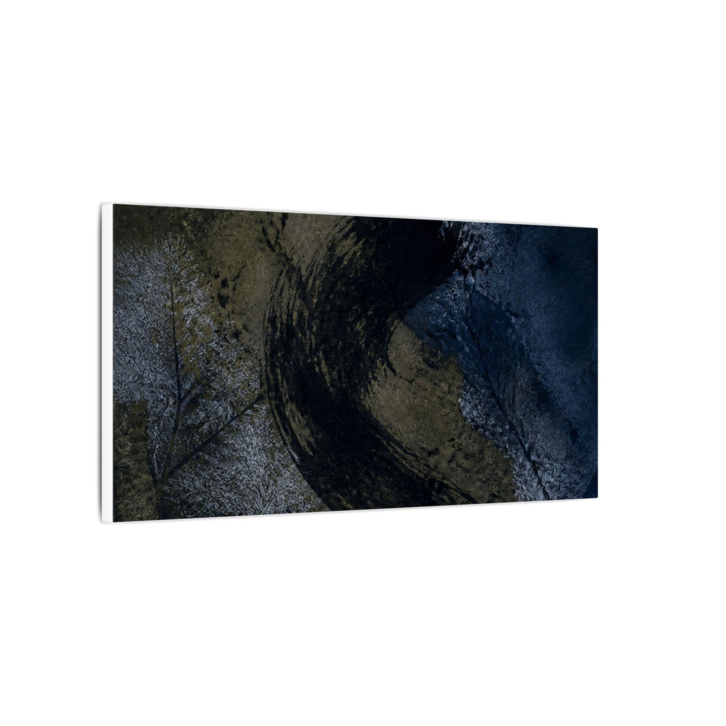 Shibui Ink Brushstroke Canvas Art - Dark Japandi Dark Texture