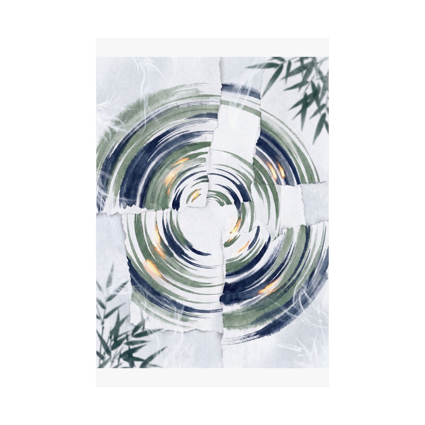 Serene Water Ripple Wall Art Print - Sumi E Zen