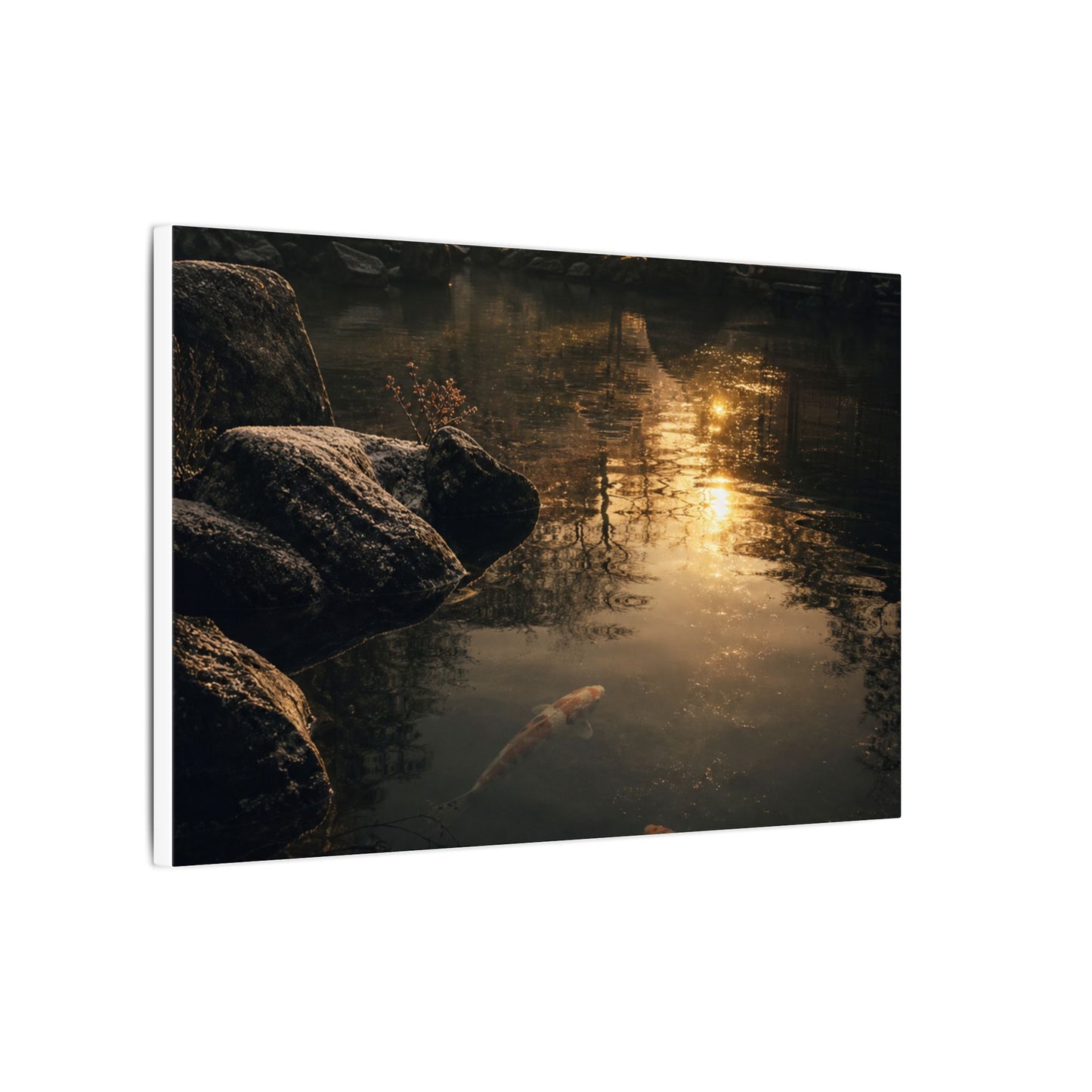 Winter Koi Pond Shadow Zen Canvas Art | Bold Decor