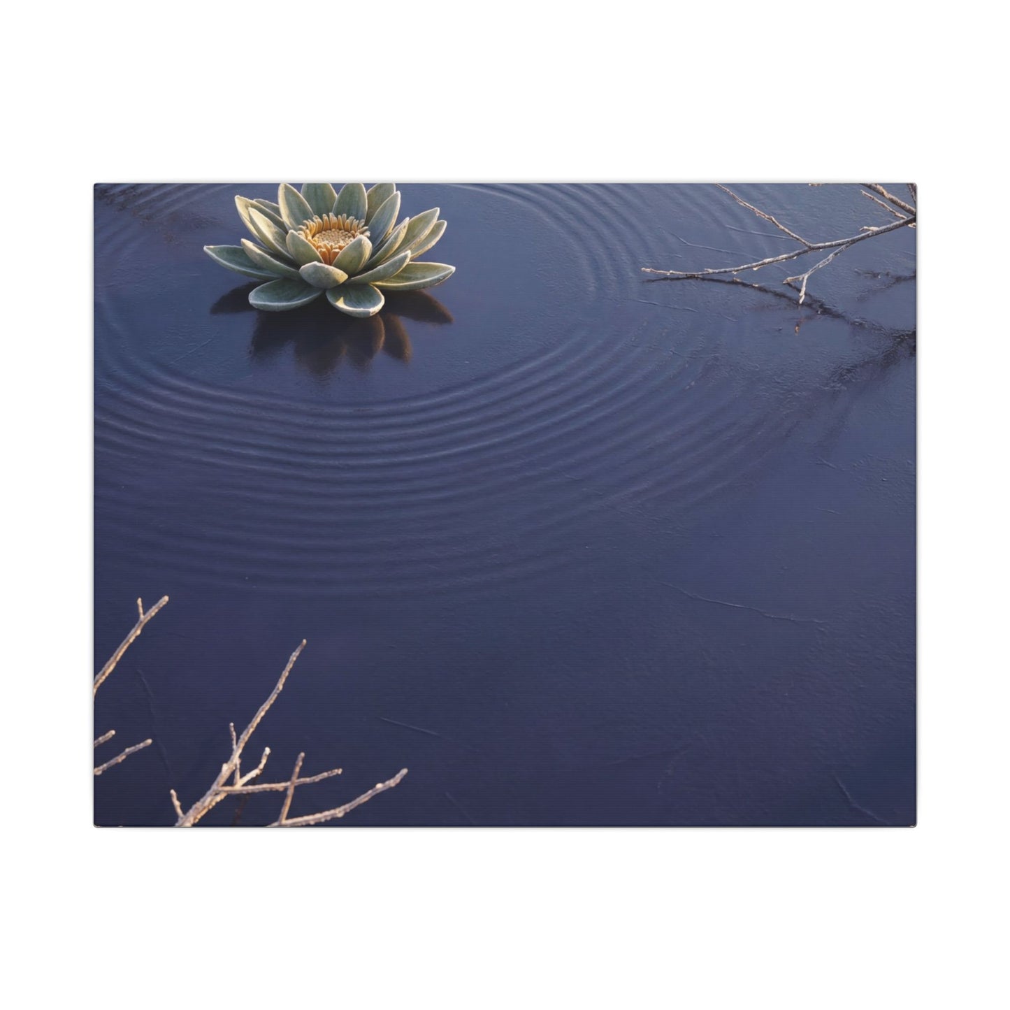 Lotus Flower Canvas Art | Winter Zen Karesansui Art