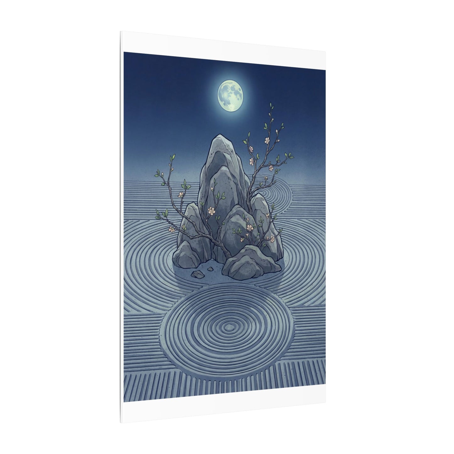 Spring Rock Garden Ukiyo E Inspired Canvas Art | Tranquil Decor