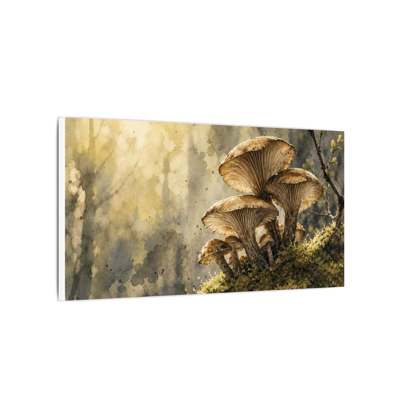 Wild Mushrooms Canvas Art | Spring Japandi Watercolor Art