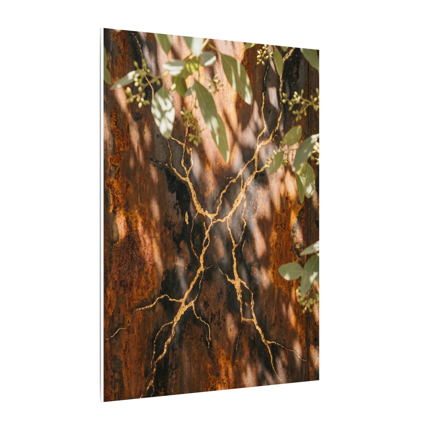 Kanso Rust Patina Canvas Art - Kintsugi Gold Vein
