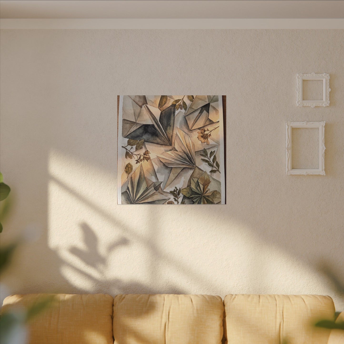 Golden Hour Paper Fold Canvas Art - Japandi Seijaku