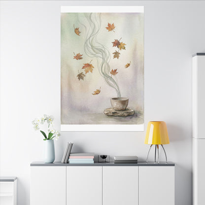 Incense Smoke Canvas Art | Autumn Japandi Watercolor Art