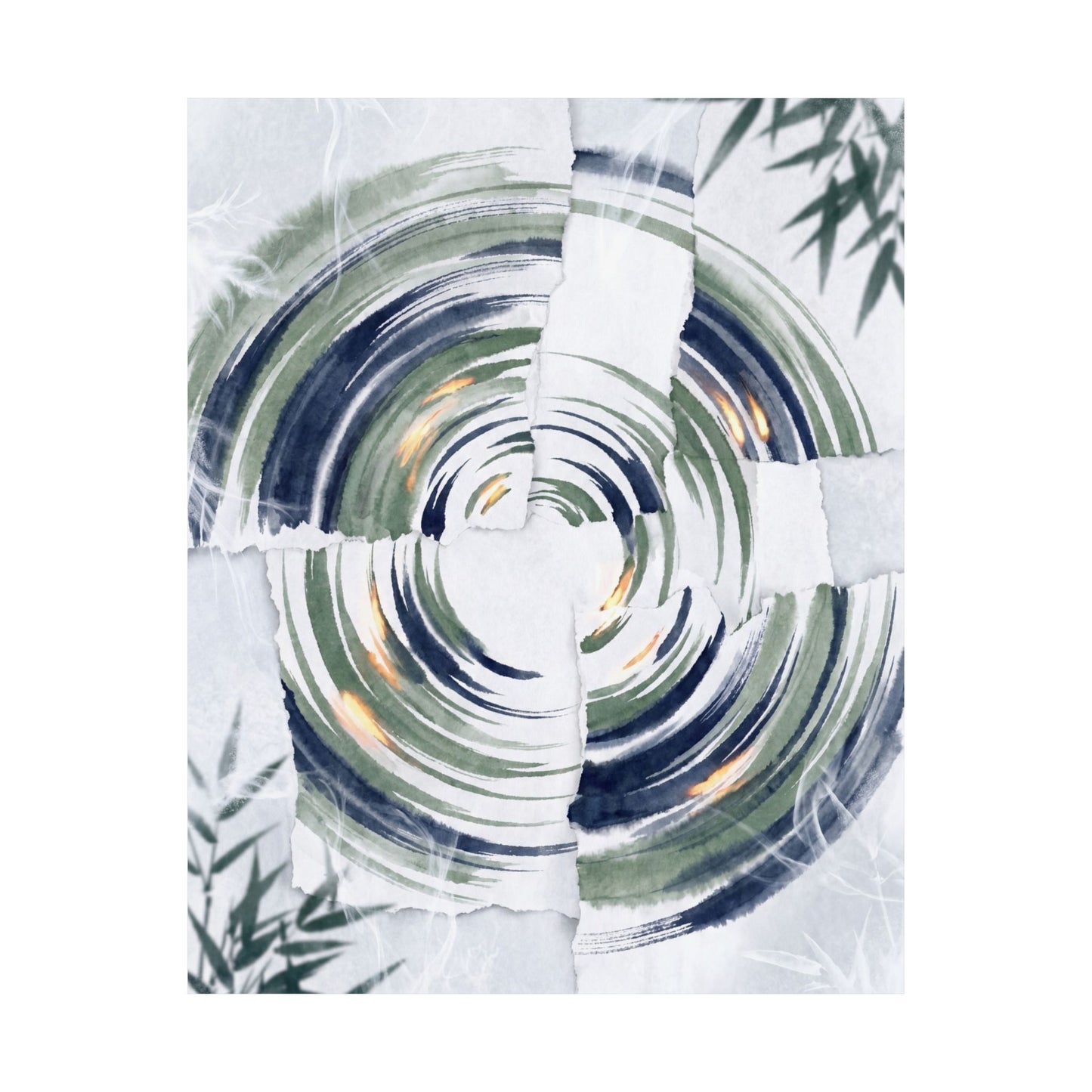 Serene Water Ripple Wall Art Print - Sumi E Zen