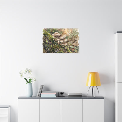 Wild Mushrooms Canvas Art | Spring Japandi Watercolor Art