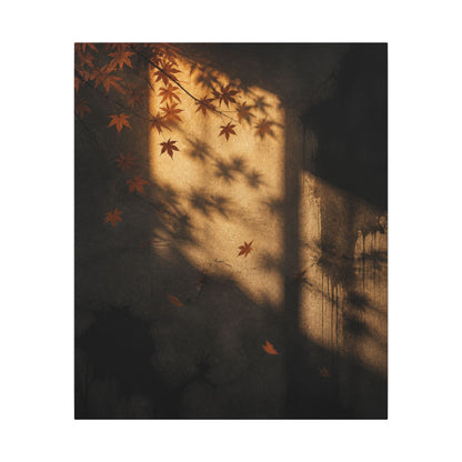Shadow Play Canvas Art | Autumn Dark Japandi Charcoal Ink Art