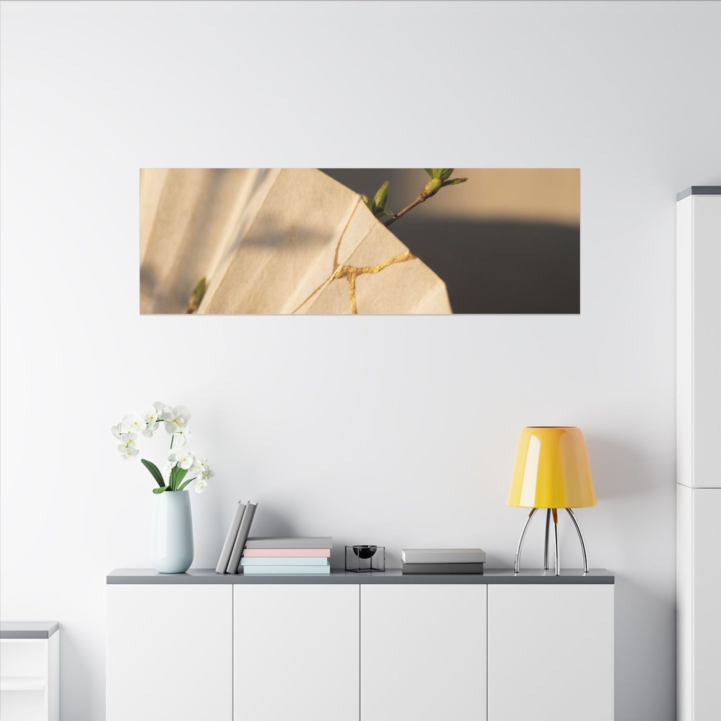Paper Fold Gold Vein Canvas Art | Healing Kintsugi Art