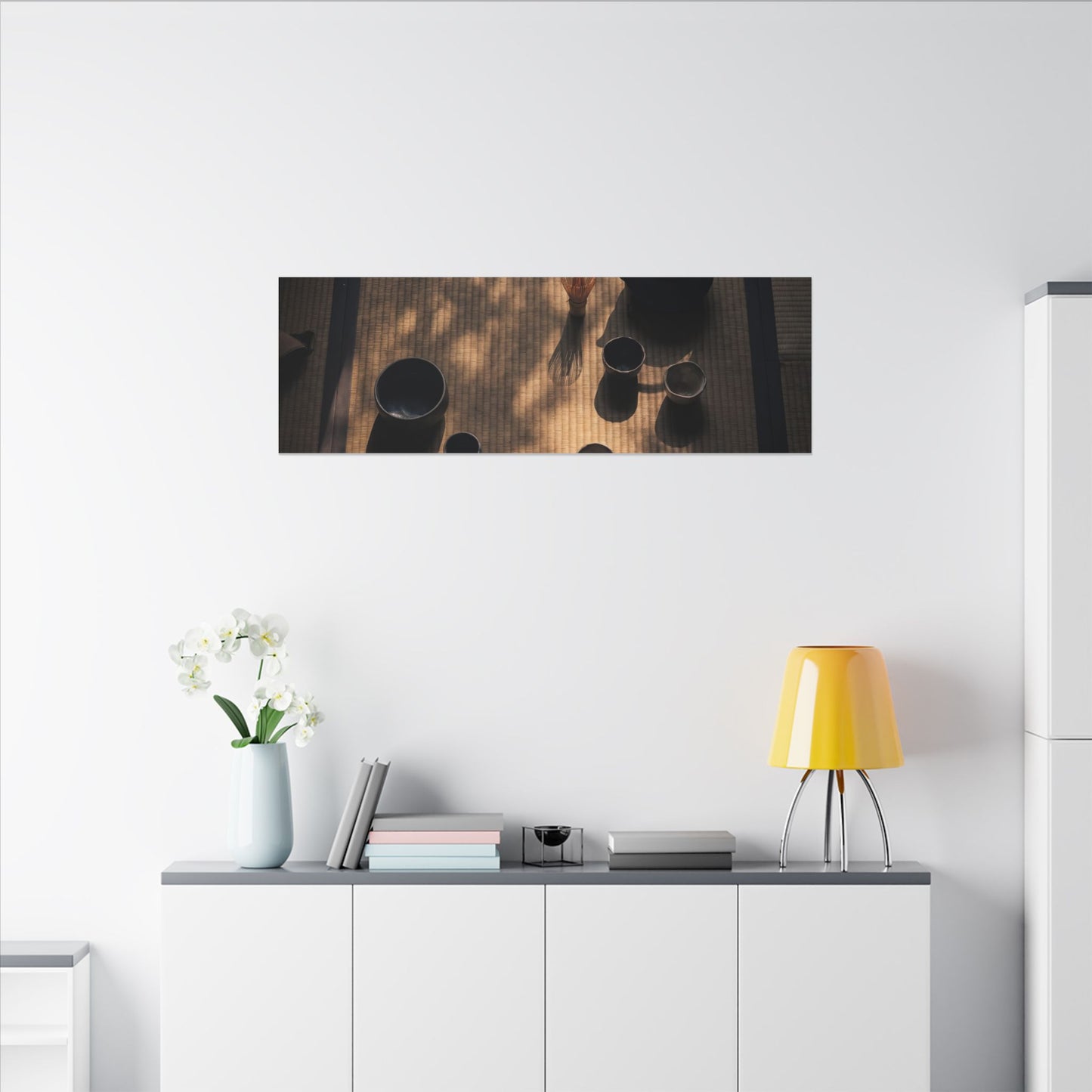 Shibui Tea Ceremony Canvas Art - Dark Japandi Shadow Zen