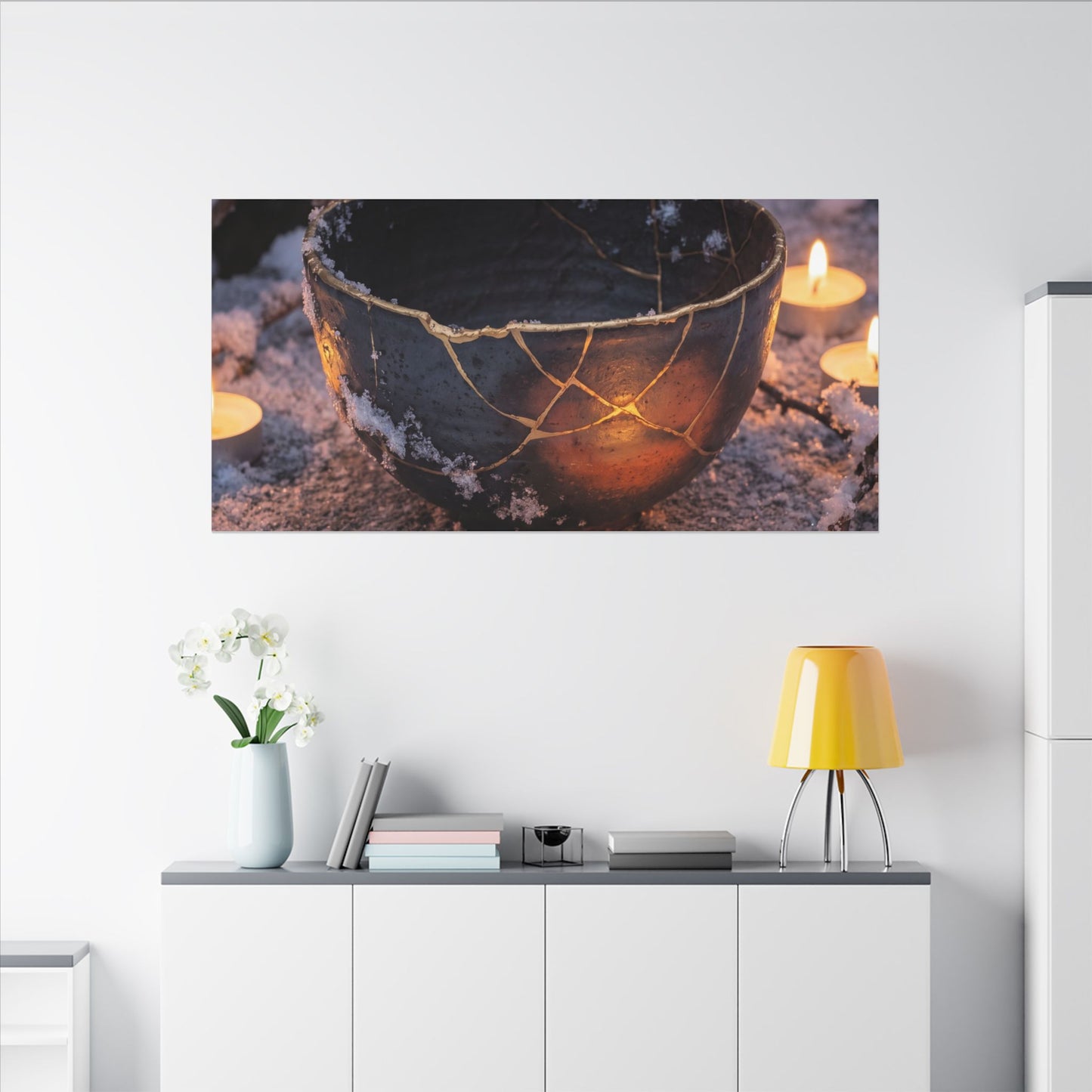 Ceramic Bowl Gold Repair Canvas Art | Beautiful Kintsugi Art