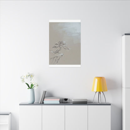 Pine Tree Minimal Line Canvas Art | Warm Japandi Art