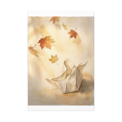 Japandi Paper Fold in Golden Hour | Watercolor Canvas Art