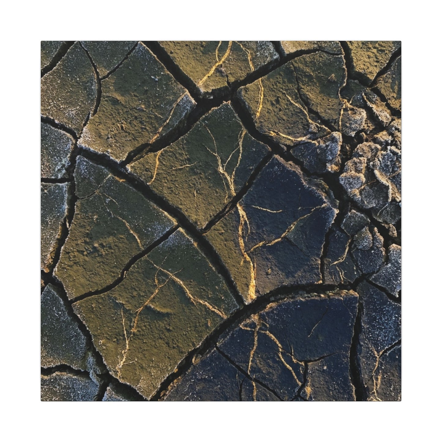 Winter Cracked Earth Moody Minimal Canvas Art | Atmospheric Decor